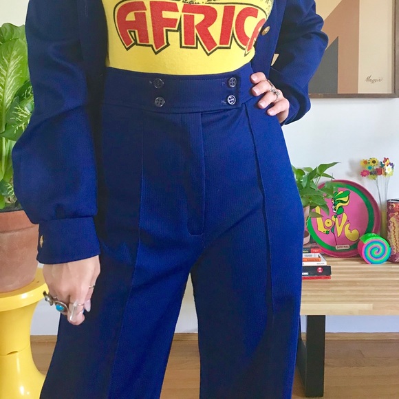 Vintage 70s coordinating pat suit 3 piece set M/L - Picture 5 of 8